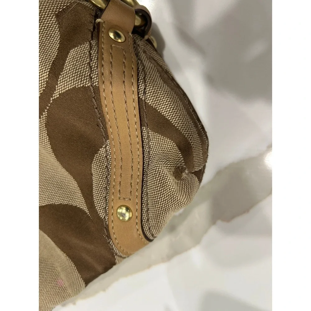 Coach Carly Hobo Beige Signature Canvas and Leather shoulder bag